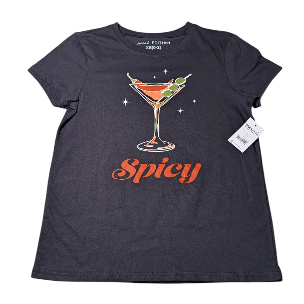 Social Edition Black Graphic T Shirt Spicy Funny Humor Statement Size XS 0-2